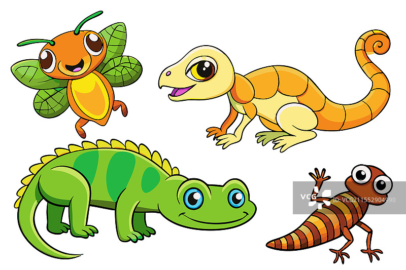 一组可爱的卡通生物，例如图片素材