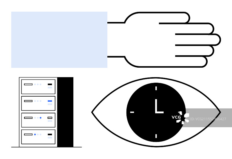 手势数据服务器和带时钟的眼睛图片素材