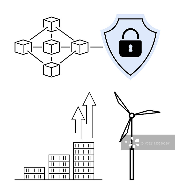 区块链数据安全可持续能源和图片素材