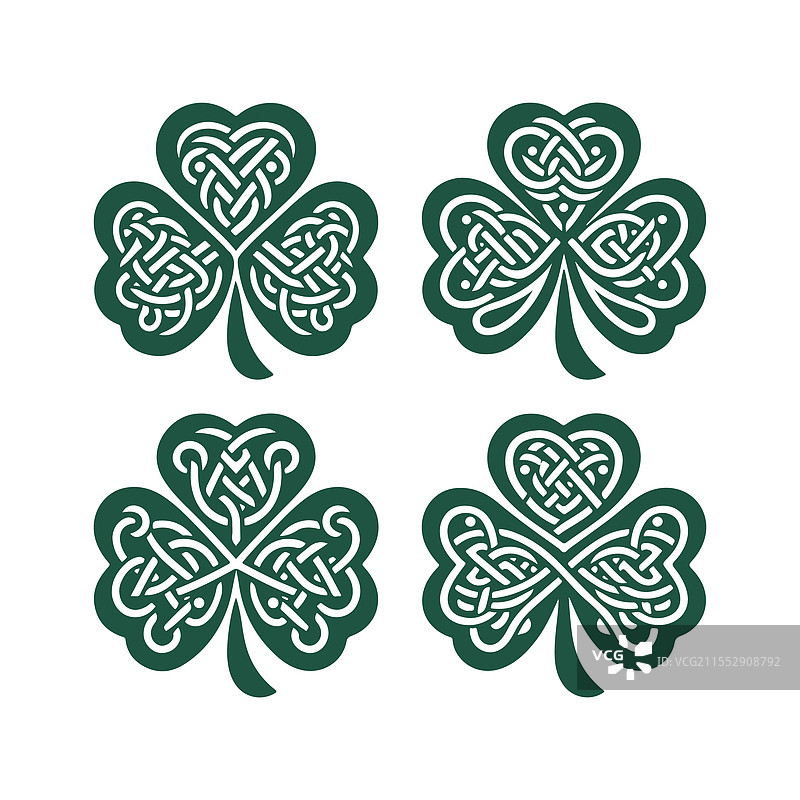 绿色的凯尔特结三叶草设计图片素材