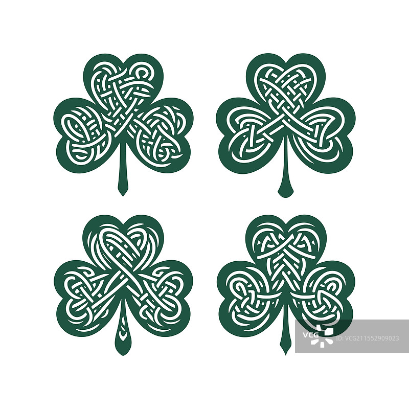 绿色的凯尔特结三叶草设计图片素材