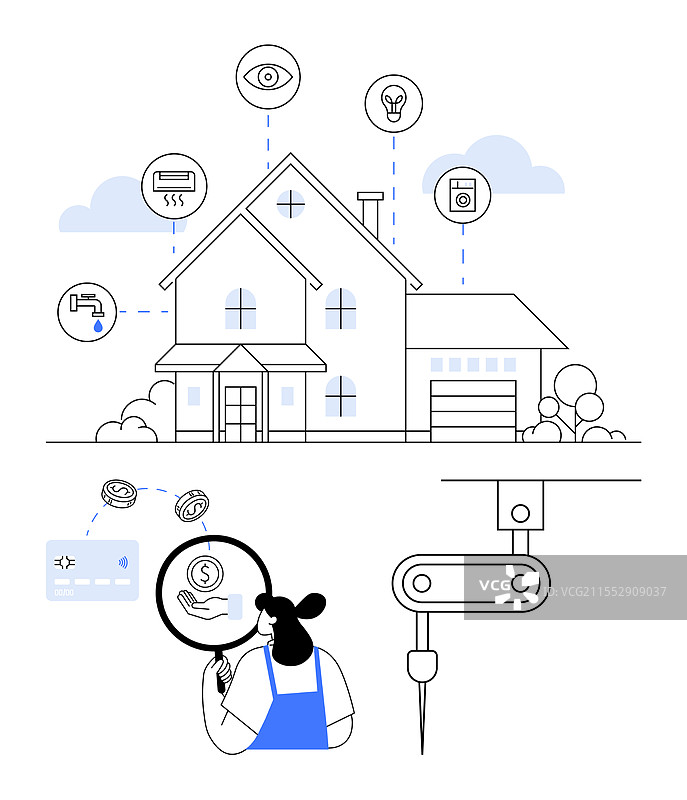 智能家居技术女性管理家庭图片素材