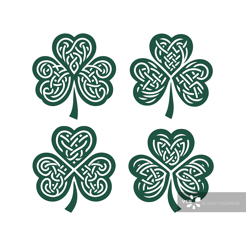 绿色的凯尔特结三叶草设计图片素材