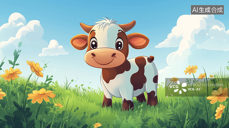【AI数字艺术】一头卡通奶牛图片素材