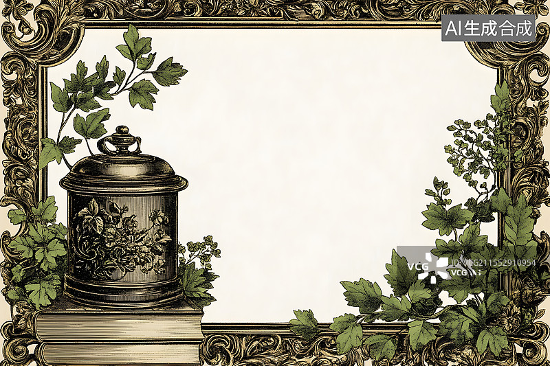 【AI数字艺术】复古边框留白背景图片素材