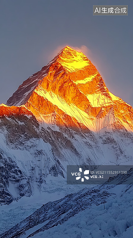 【AI数字艺术】日照金山图片素材