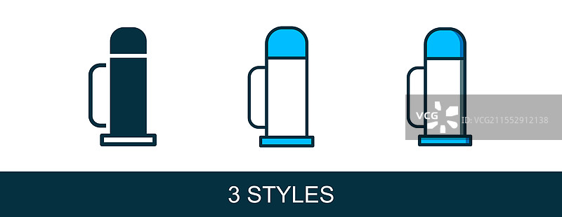 填充轮廓的保温瓶图标，孤立在背景上图片素材