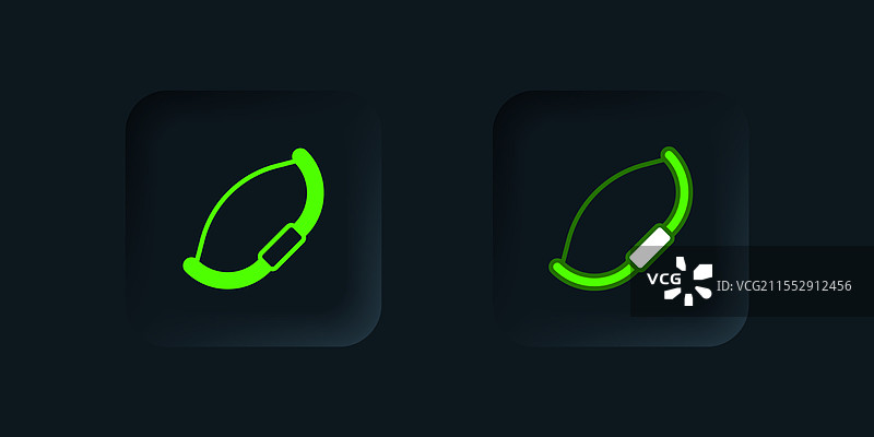 黑色背景上的绿色中世纪弓箭图标图片素材