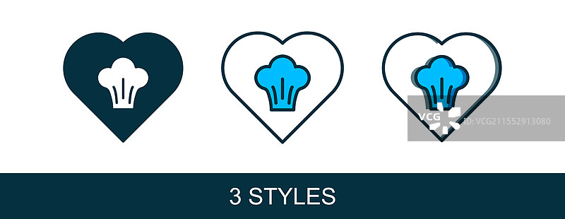 填充轮廓的厨师帽图标，背景为白色图片素材