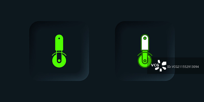 绿色披萨刀图标，背景为黑色图片素材