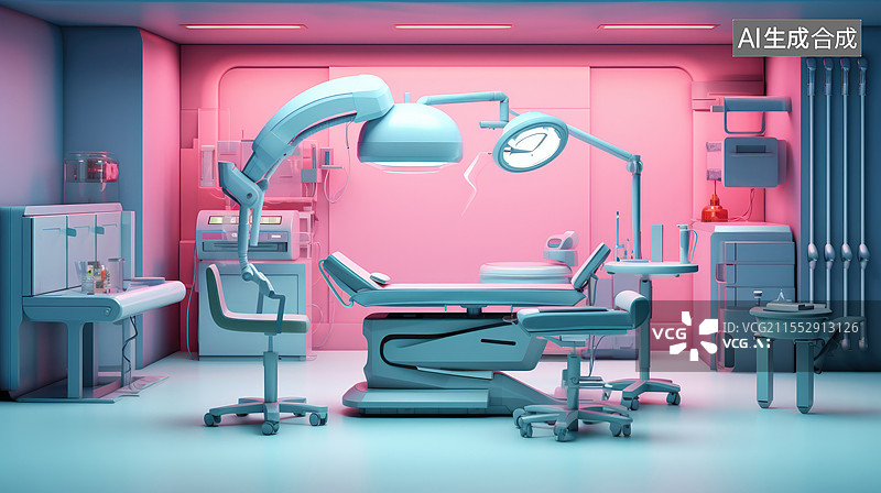 【AI数字艺术】医院手术室手术台场景图片素材