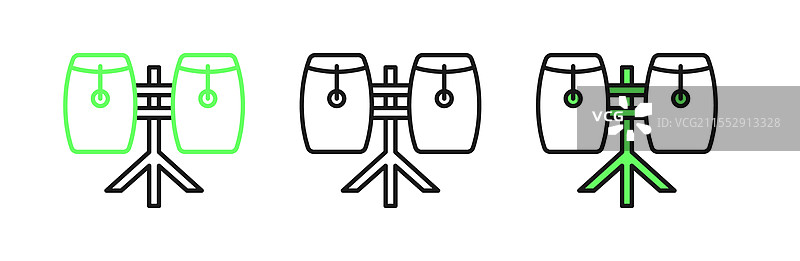 一组独立的康加鼓图标，背景为白色图片素材