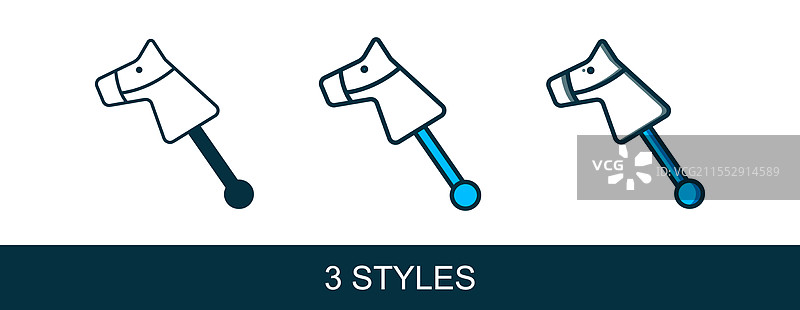 填充轮廓玩具马图标，背景为白色图片素材