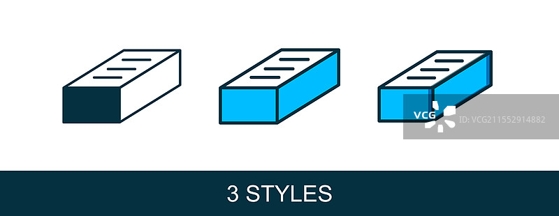 填充轮廓的砖块图标，孤立在白色背景上图片素材