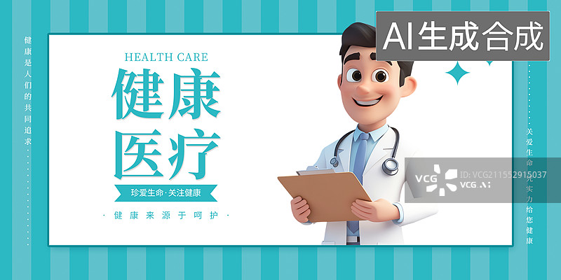 【AI数字艺术】中国医师节3D人物医疗健康海报模板图片素材