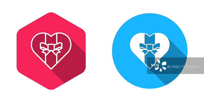 填充和轮廓礼品盒图标，孤立于背景上图片素材