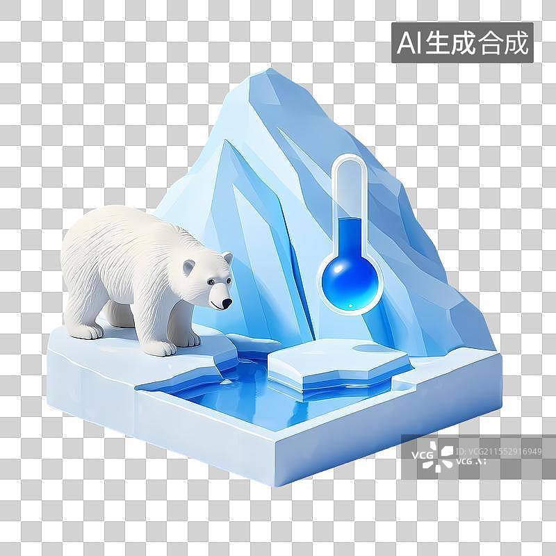 【AI数字艺术】3D卡通可爱风气候变化下的北极困境图片素材