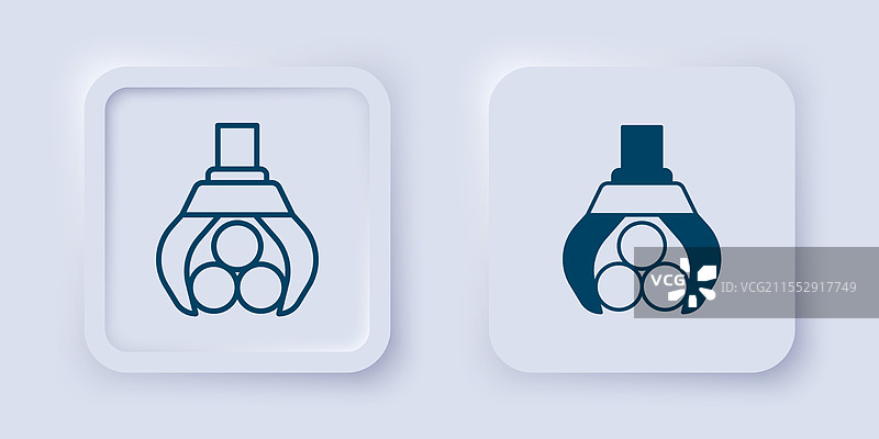 填充和轮廓的抓斗起重机抓住了一根木头图片素材