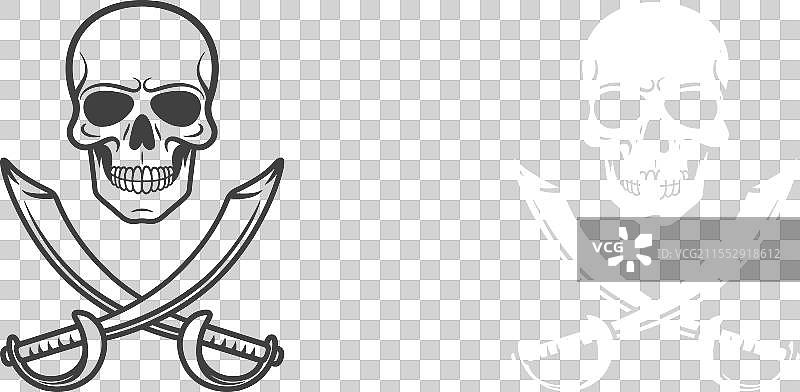 手绘骷髅与十字准星剑的组合图片素材