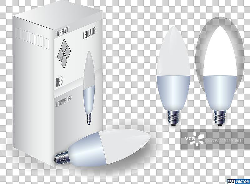 一组逼真的智能WiFi LED灯泡3D模型展示图片素材