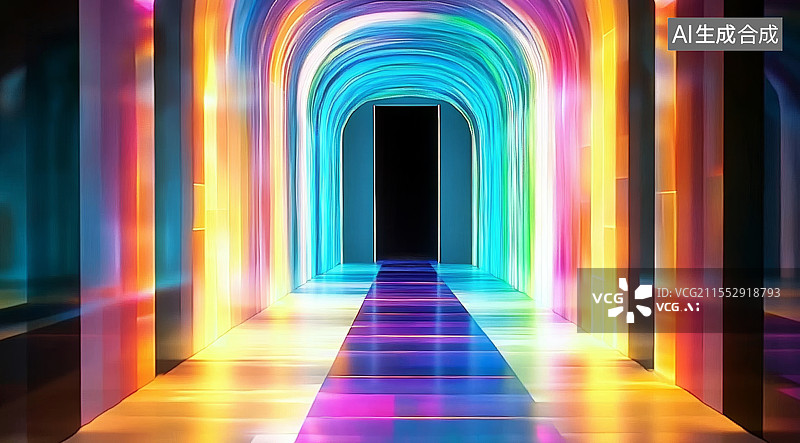 【AI数字艺术】赛博朋克霓虹舞台背景图片素材