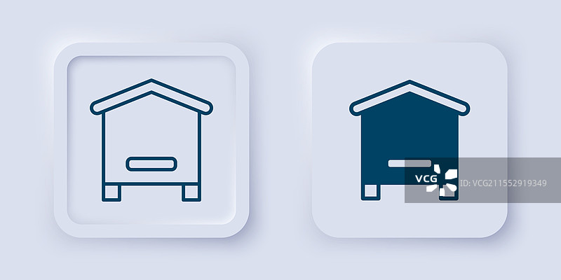 填充和轮廓蜜蜂蜂巢图标，孤立于背景上图片素材