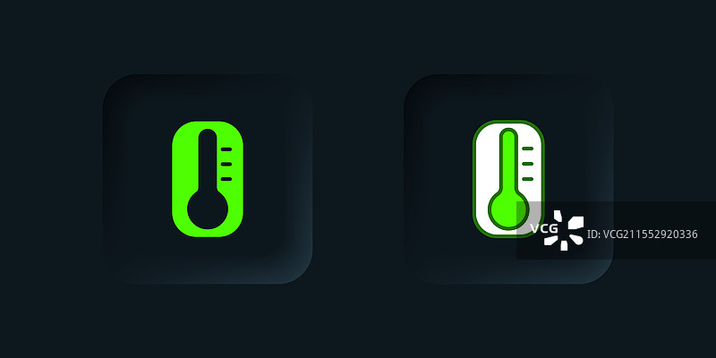 绿色气象温度计测量热量和图片素材