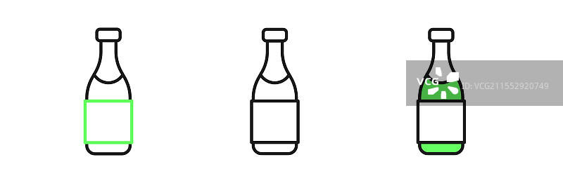香槟瓶图标线条设计，背景为白色图片素材