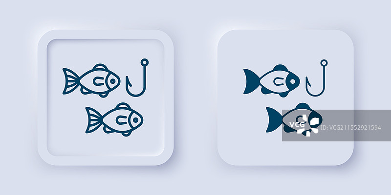 水下的填充和轮廓钓鱼钩图片素材