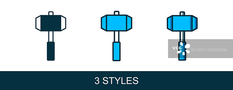 填充轮廓的锤子图标，孤立于背景上图片素材