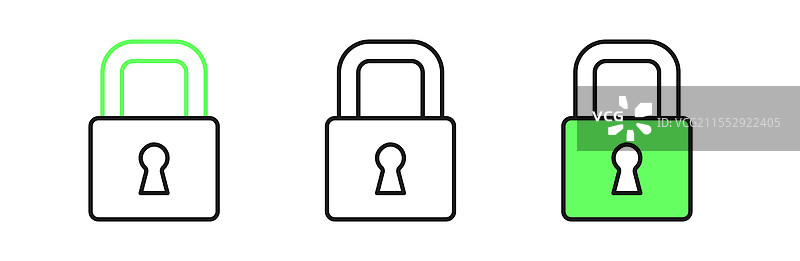 锁定线条图标，孤立在白色背景上图片素材
