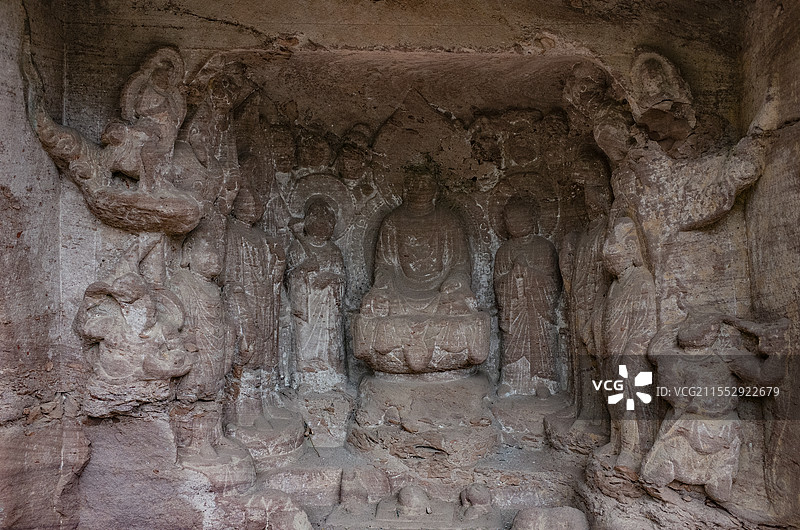 四川邛崃石笋山石窟造像图片素材