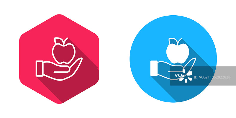 填充和轮廓苹果图标，带有长柄图片素材