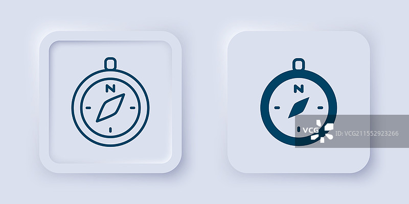 填充和轮廓的指南针图标，孤立在灰色背景上图片素材