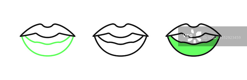 微笑嘴唇图标的线条设计，背景为白色图片素材