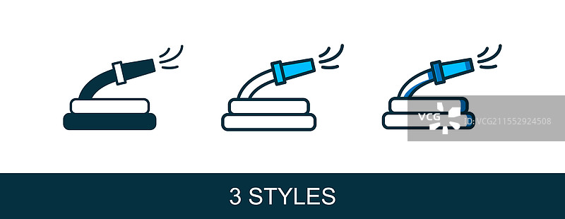 填充轮廓的花园水管图标，白色背景图片素材