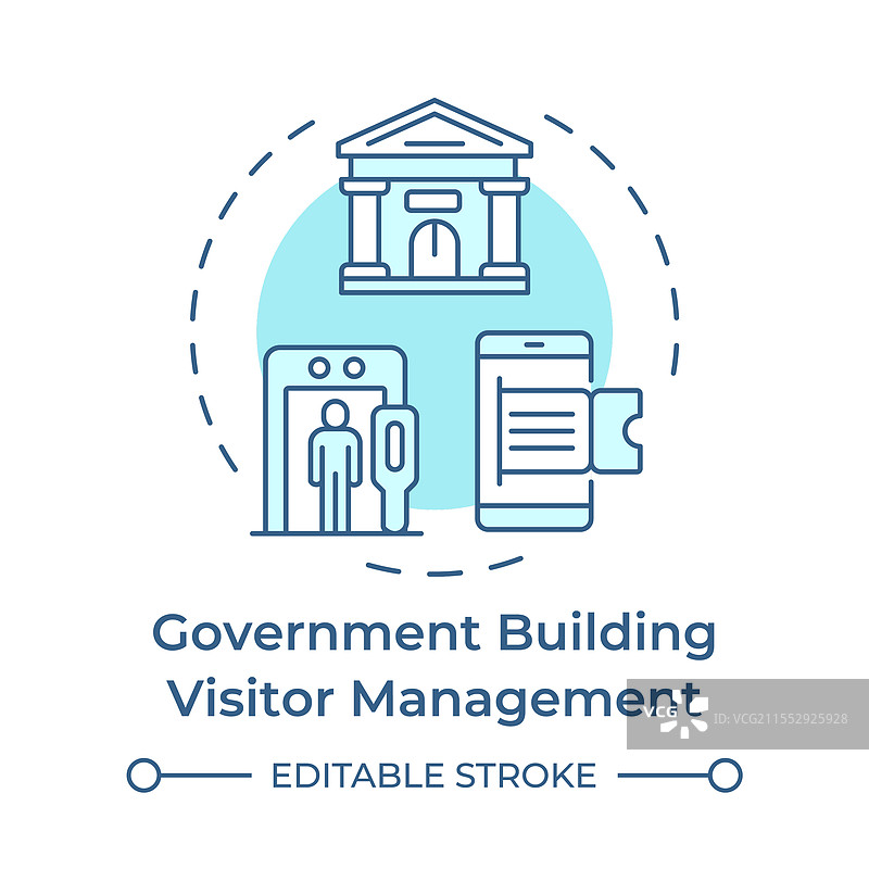 政府大楼访客管理软件，柔和蓝色图片素材