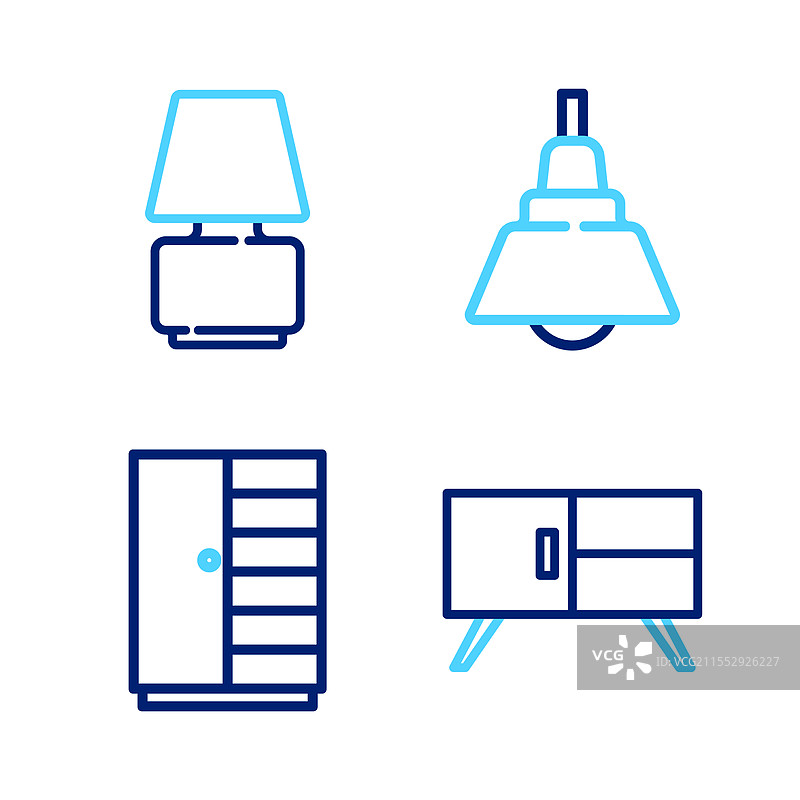 衣柜、五斗柜、吊灯和图片素材