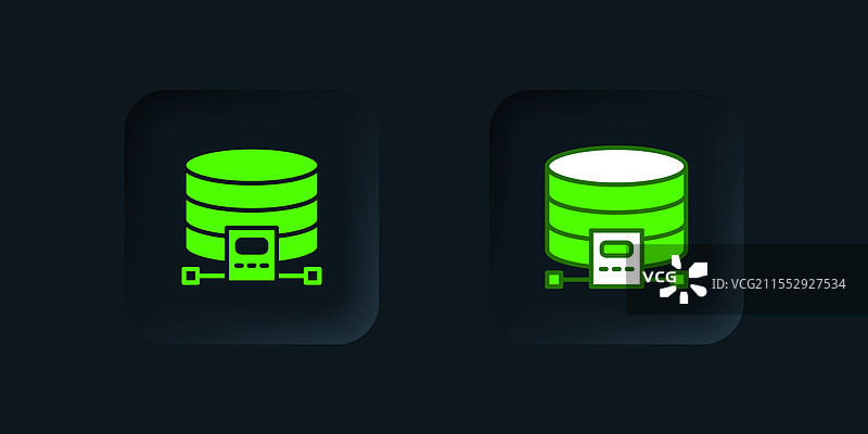 绿色云数据库图标，背景为黑色图片素材