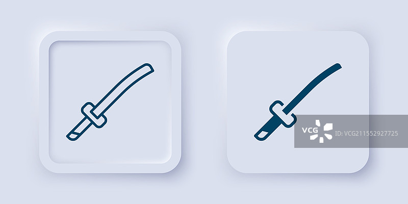 填充和轮廓的传统日本武士刀图片素材