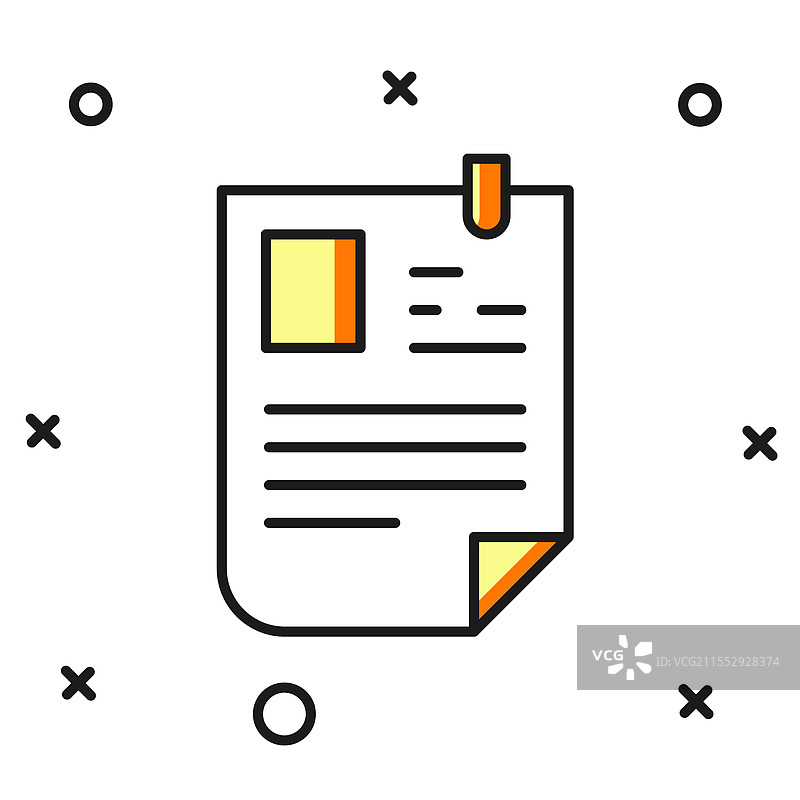 填充轮廓简历图标，孤立在白色背景上图片素材