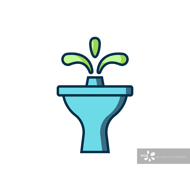 填充轮廓的喷泉图标，孤立在白色背景上图片素材