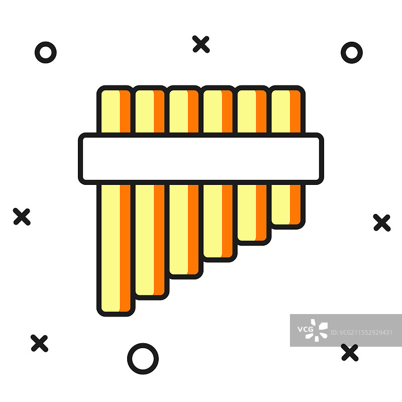 填充轮廓的排箫图标，孤立在白色背景上图片素材