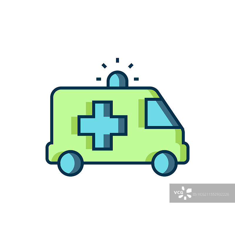 填充轮廓的救护车和紧急车辆图标图片素材