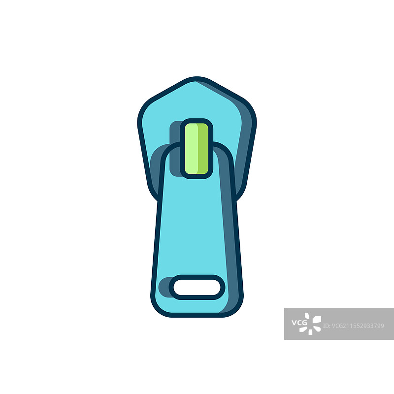 填充轮廓的拉链图标，孤立在白色背景上图片素材