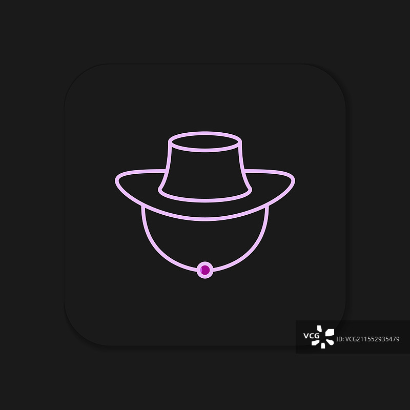 填充轮廓的渔夫帽图标，孤立在背景上图片素材