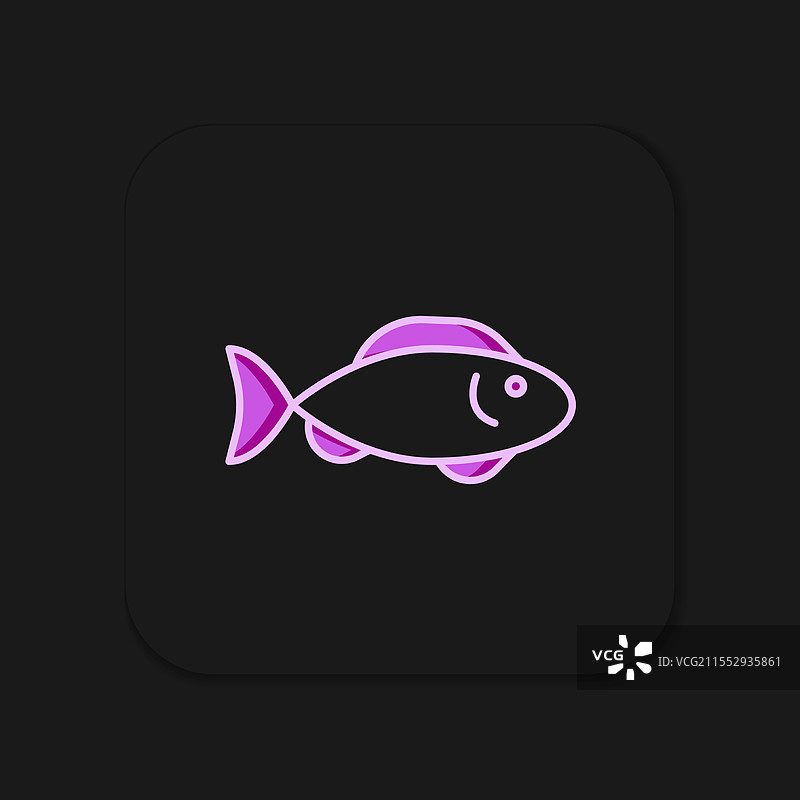 填充轮廓鱼图标，黑色背景图片素材