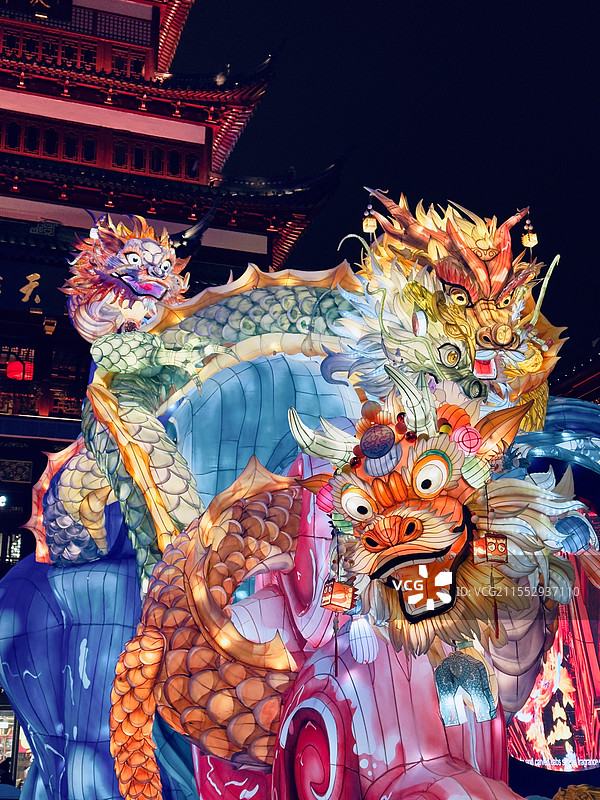 上海城隍庙龙年灯会特写图片素材