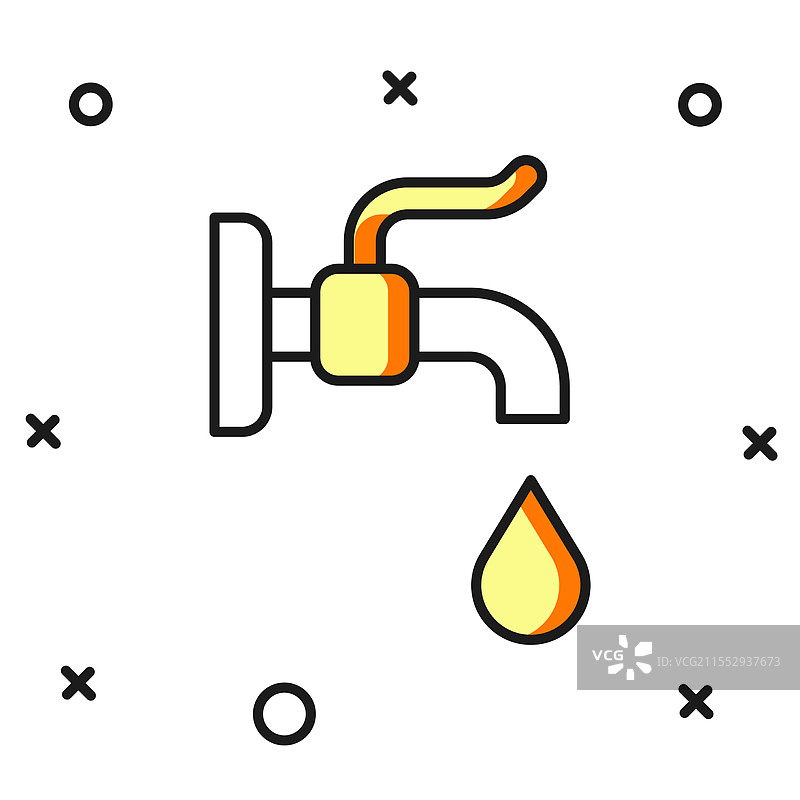 填充轮廓的水龙头图标，孤立在白色背景上图片素材