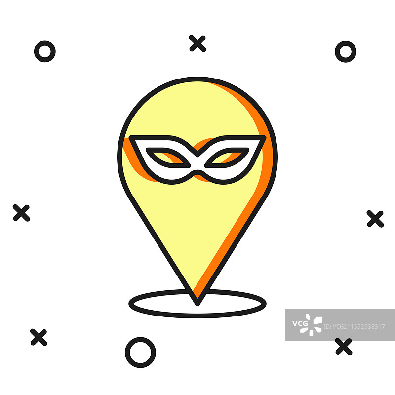 填充轮廓的嘉年华面具图标，孤立在背景上图片素材